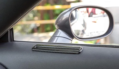 Miniatura 4 de GZXinWei Cubierta de salida de aire de puerta interior de fibra de carbono para Dodge Challenger 2015-2020 2021 2022 2023 Adhesivo para panel