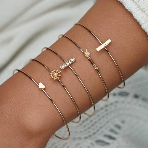 Miniatura 2 de Cocazyw 19 pulseras de varias capas apilables de oro rosa para mujer, pulseras ajustables para niñas, conjunto de regalos