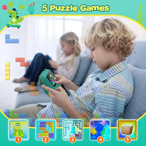 Miniatura 6 de Cámara de impresión instantánea para niños, cámara de pantalla de 2.4 pulgadas para niños, dinosaurio, cámara digital con tarjeta de 32 GB y 3 Verde