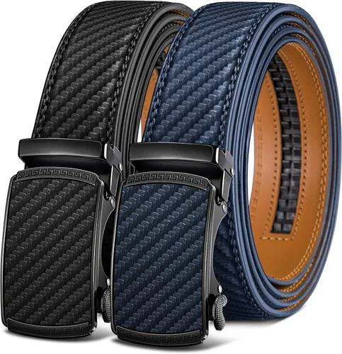 BULLIANT Cinturones para Hombre Paquete de 2, Cinturón Deslizante de Trinquete Ajustable Para Regalo Hombres Vestido Casual 1 38", Corte para Ajustar