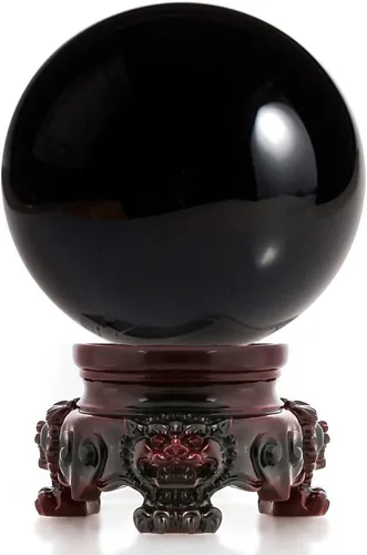 Miniatura 8 de Amlong Crystal bola de cristal de 3 pulgadas (80 milímetros) con base de secoya con diseño de león Morado