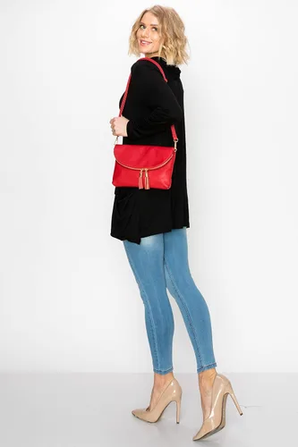 Miniatura 2 de Solene Bolso de mano para mujer, con múltiples compartimentos, 6 ranuras para tarjetas en el interior, bolsa cruzada con borlas