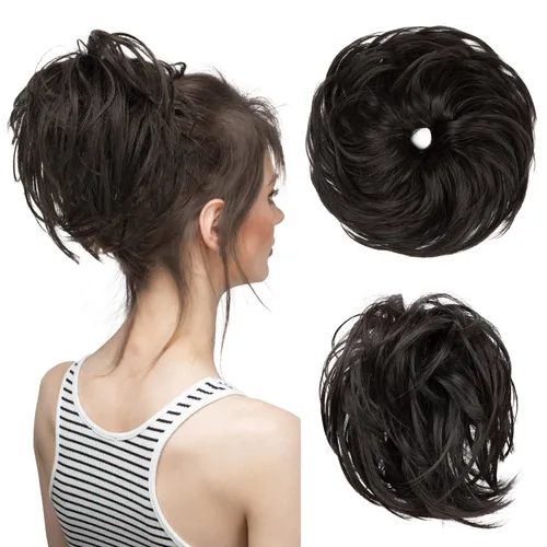 CJL HAIR Pieza de Cabello Grande para Moño Despeinado Ondulado Rizado Coleteros Sintéticos Chignon Cola de Caballo Extensiones de Cabello Piezas