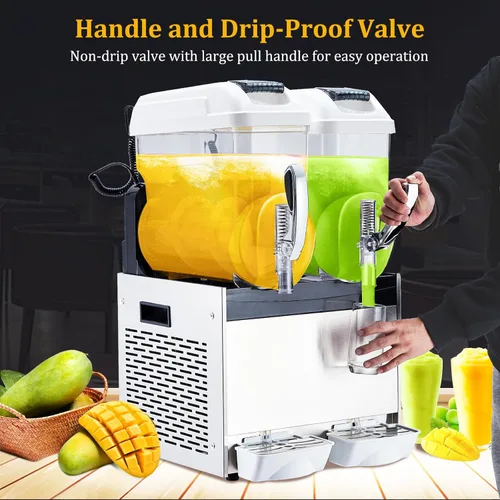 Miniatura 2 de Acekool Máquina de granizado comercial blanca – Tanque de 15 Lx3, 860 W de potencia, conservación de temperatura, ideal para margaritas, batidos