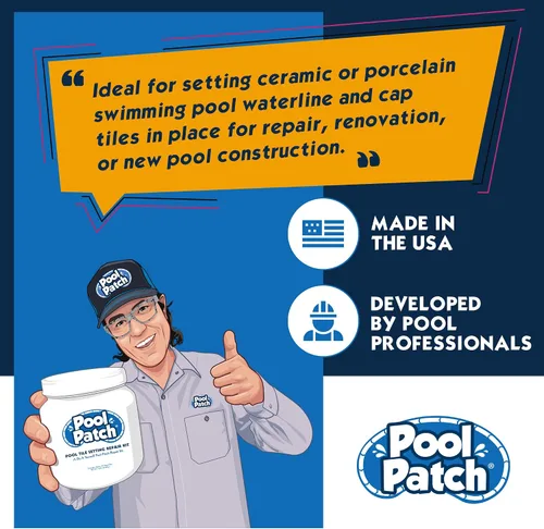 Miniatura 5 de Pool Patch Kit de reparación adhesivo para azulejos de piscina gris de 3 libras, fórmula de ajuste fácil de mezclar y aplicar, perfecto para pegar