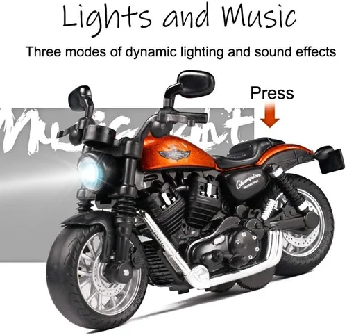 Miniatura 5 de Juguetes de motocicleta con retroceso, pequeño regalo con iluminación musical, motocicletas retro de juguete para niños de 3, 4, 5, 6, 7, 8 años Rojo