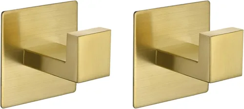Flybath Ganchos cuadrados para toallas, soporte de gancho para bata, acero inoxidable 304, puerta de baño, cocina, pared, ganchos para colgar Oro