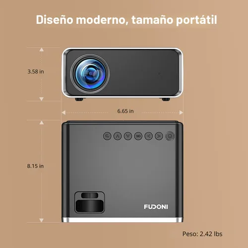 Miniatura 9 de FUDONI Proyector con WiFi y Bluetooth 4K compatible, proyectores de películas para exteriores mejorados de 18000L para exteriores Native 1080P FHD