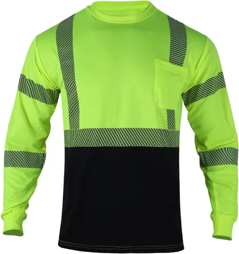 FONIRRA Camisas de seguridad para hombre, de alta visibilidad, reflectantes, clase ANSI, alta visibilidad, camisetas de trabajo de construcción de