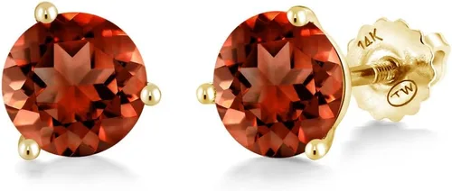 Miniatura 28 de Gem Stone King Aretes de Martini de oro amarillo de 14 quilates Aretes de tuerca de 3 puntas para mujeres y hombres Redondos de 0.236 pulgadas