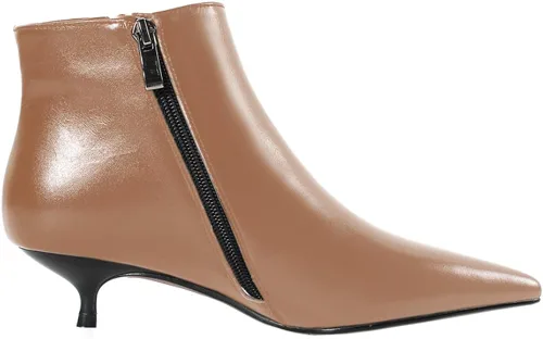Miniatura 3 de MERUMOTE Botines de cuero para mujer, zapatos de tacón bajo, botines de invierno con cremallera