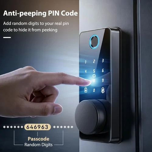 Miniatura 3 de Cerradura de puerta de entrada sin llave, cerradura de puerta de huellas dactilares, cerradura de puerta inteligente con teclado, cerradura de Negro