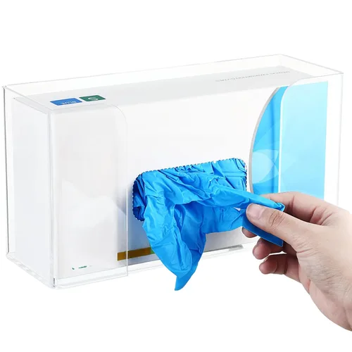 Miniatura 4 de Weysat 2 piezas de soporte acrílico para guantera, dispensador de guantes para montaje en pared, estante acrílico flotante de pared, dispensador
