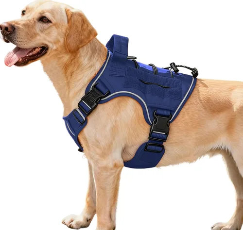 Miniatura 99 de Arnés táctico para perros grandes, chaleco reflectante ajustable sin tirones con sistema Molle, control de grado militar K9 para entrenamiento