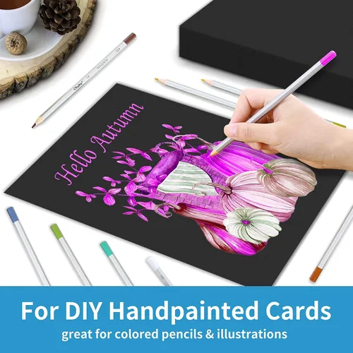 Miniatura 7 de Ohuhu Ohuhu - Papel grueso de cartulina negra, 100 hojas, 8.5 x 11 pulgadas, cartulina pesada de 80 lb/216 g/m² para manualidades y fabricación