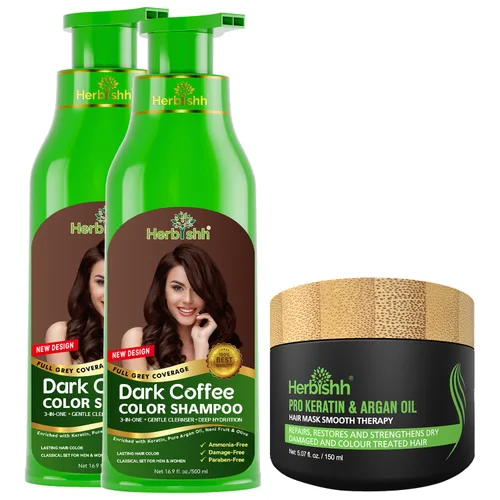 Miniatura 14 de Paquete combinado – 2 unidades de champú de color de cabello Herbishh + 1 máscara de cabello intenso de argán – Tinte para cabello gris de larga