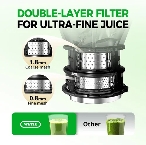 Miniatura 4 de Exprimidor de prensa en frío, máquinas exprimidoras WETIE con canal de alimentación grande de 5.3 pulgadas para frutas y verduras enteras, extractor