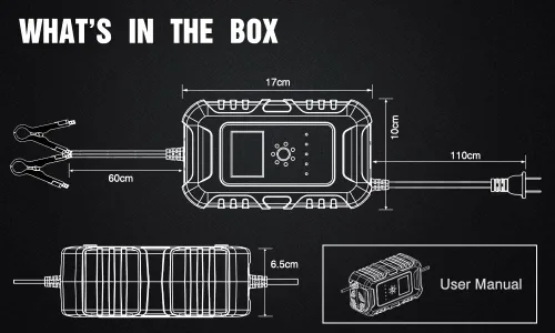 Miniatura 9 de Cargador rápido de batería de coche de 12 V/24 V y 10 amperios para baterías húmedas/GEL/SLA/LiFePO4/plomo-ácido/AGM, cargador de batería