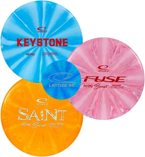 Latitude 64 Retro Burst Disc Juego de golf, juegos al aire libre, juego de iniciación de frisbee para hombres y mujeres, conductores de River &