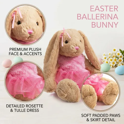 Miniatura 5 de HollyHOME Conejo de ballet de peluche de conejo en vestido de gasa lindo conejo de Pascua muñeca para niños 21 pulgadas rosa