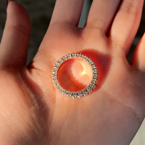 Miniatura 62 de Narica Anillo de 21 piedras chapadas en plata, apilables, corte redondo, zafiro azul, circonita cúbica, relleno de circonita cúbica, halo