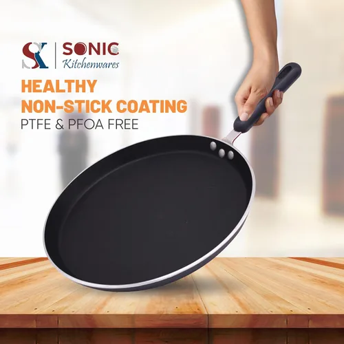 Miniatura 3 de Sonic Kitchenwares - Sartén antiadherente para crepas de 12 pulgadas, revestimiento antiadherente saludable para Roti Egg Tortilla Tawa Dosa, sartén