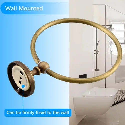 Miniatura 7 de Accesorios de baño de latón antiguo, juego de accesorios de baño para montar en la pared, toallero, soporte para papel higiénico y gancho para bata