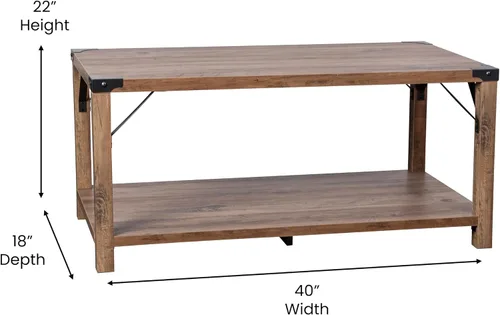 Miniatura 2 de Merrick Lane Green River Mesa de centro – Diseño moderno de granja – Acentos de acero con recubrimiento en polvo – Madera de ingeniería resistente a