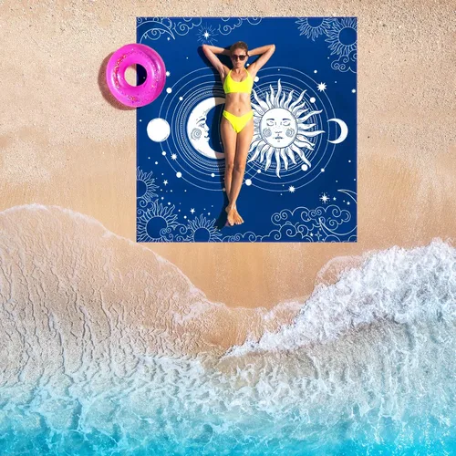 Miniatura 6 de WIWIGO Manta de playa a prueba de arena, extra grande, para adultos, impermeable, de secado rápido, libre de arena, hecha de poliéster de alta Sol