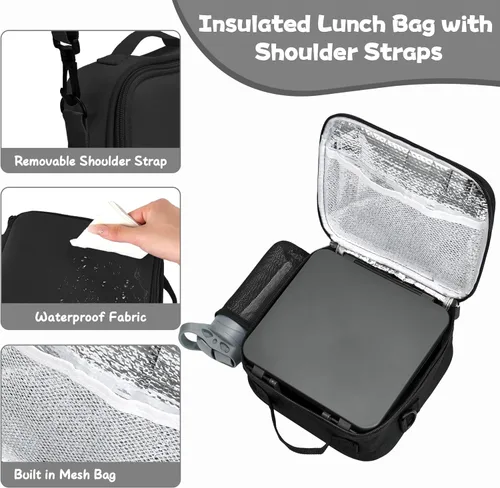 Miniatura 4 de Caja de almuerzo Bento para niños con termo para sopa de 8oz, botella de agua, contenedores de comida para almuerzo a prueba de fugas para niños