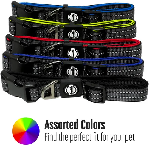 Miniatura 6 de Franklin Pet Supply Co. - Collar de nailon para perro, comodidad reflectante, ajuste, neopreno, ajustable, pequeño, mediano, grande, cachorro, Negro