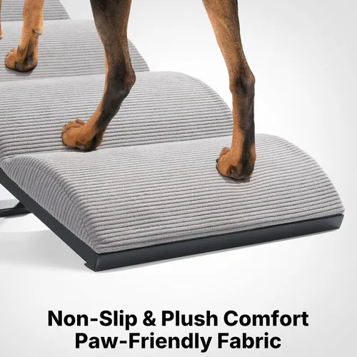 Miniatura 8 de Veehoo Rampa para perros para cama y sofá, altura ajustable de 12 a 20 pulgadas, escaleras plegables para perros para meterse en la cama de 17
