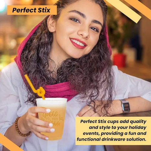 Miniatura 6 de Perfect Stix Vasos Flex Frost de 16oz con impresión Gobble Till You Wobble – Paquete de 25