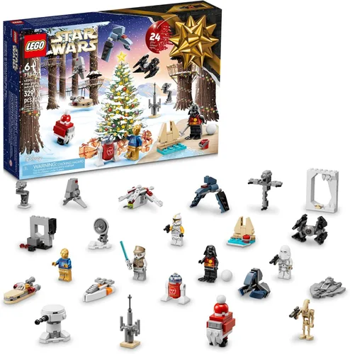 LEGO Star Wars Calendario de Adviento 2022 75340 Juego de juguetes de construcción para niños, niños y niñas, a partir de 6 años, 8 personajes y 16