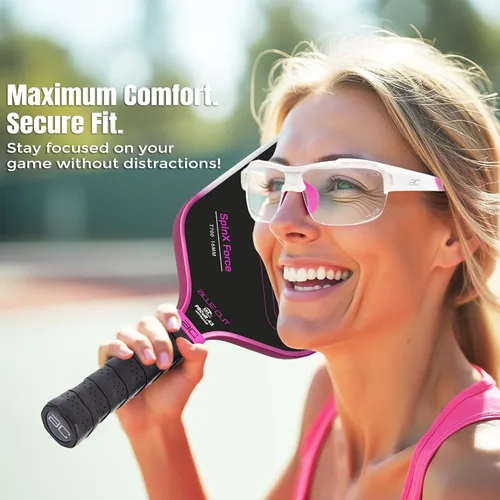 Miniatura 5 de BLUE CUT Sports Safety Goggles Interchangeable Sun Lens Anti Fog UV Protection Indoor Outdoor Pickleball Cycling Basketball Blanco/Rosa