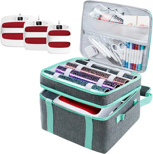Miniatura 8 de MYBAGZING Funda de transporte de doble capa compatible con Cricut EasyPress 2 (9 x 9), bolsa de prensa térmica resistente, funda de almacenamiento