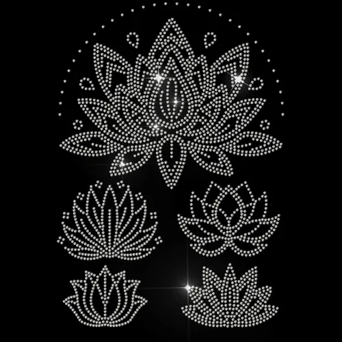 MAYJOYDIY Art Lotus - Adhesivo de transferencia de diamantes de imitación de loto para planchar, diseño de plantas de flor de loto, adhesivo para