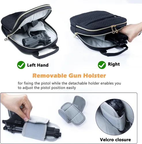 Miniatura 2 de Estuche suave para pistola, bolsa para arma para mujeres, bolsa para pistola CCW, bolsa para arma con bandolera, funda para transporte oculto