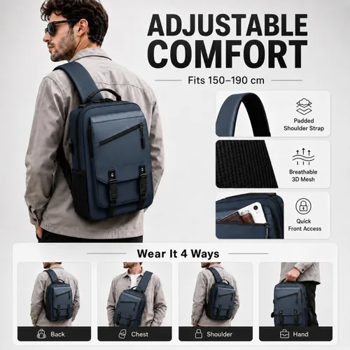 Miniatura 8 de Bolsa tipo mensajero de lona tipo bandolera para computadora portátil, casual, viajes, para hombres y mujeres