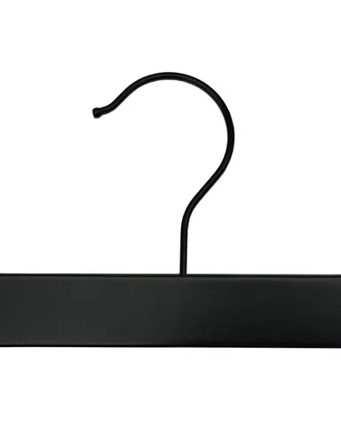 Miniatura 3 de NAHANCO Slimline - Percha de madera para pantalones/faldas de 14 pulgadas con clips acolchados, color negro con herrajes negros