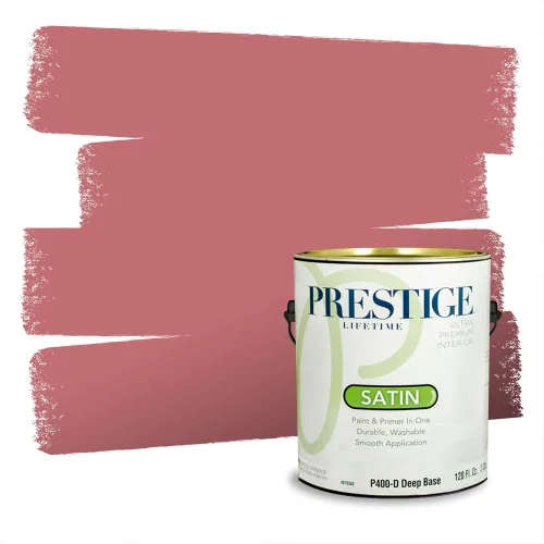 Miniatura 461 de Prestige Paints Pintura exterior e imprimación en uno, 1 galón, plano, coincidencia comparable de Valspar* Amber Rose*