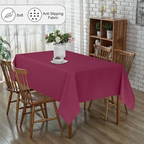 Miniatura 4 de RUVANTI Paño de Mesa Rectángulo de Lino de Algodón 72x54 Pulgadas, Borde Clásico, Resistente a Manchas, Paño Lavable Perfecto para Cubrir Mesa