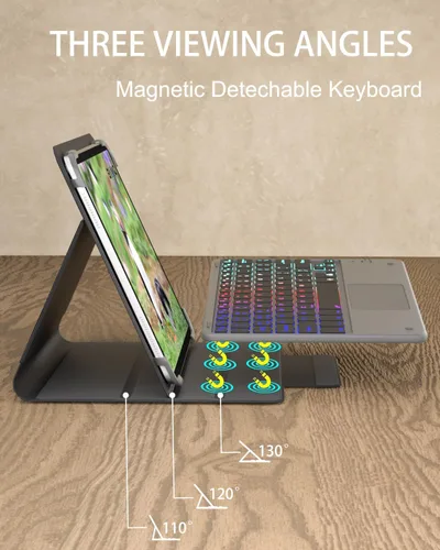 Miniatura 7 de Teclado Universal para Tableta con Funda de Touchpad para Tabletas de 9", 9.7", 10.1", 10.2", 10.5", 10.9", 11", Teclado Inalámbrico