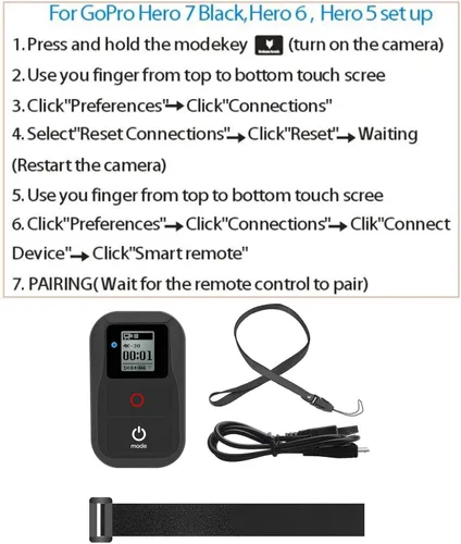 Miniatura 7 de Suptig Control remoto WiFi compatible con GoPro Hero 8/7/6/5/4/3+/Session - Control remoto inalámbrico impermeable (negro)