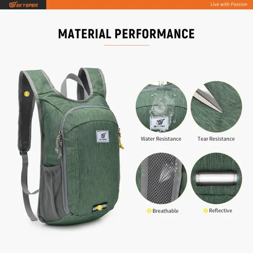 Miniatura 4 de SKYSPER Mochila pequeña de senderismo de 10L/15L/20L Mochila de viaje ligera para mujeres y hombres Verde