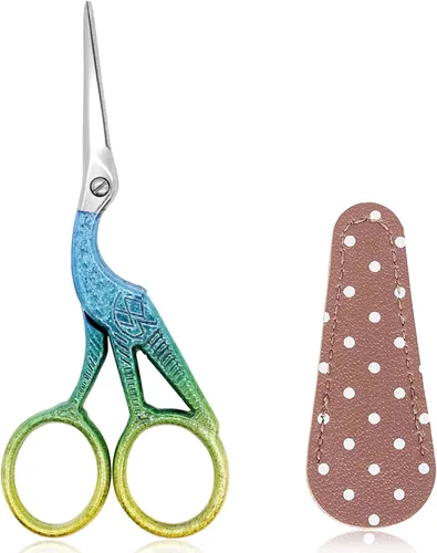 Miniatura 9 de BIHRTC - Tijeras de crochet de 4.5 pulgadas con estuche, tijeras de bordar de acero inoxidable, afiladas para manualidades, costura, hilo, Celadon
