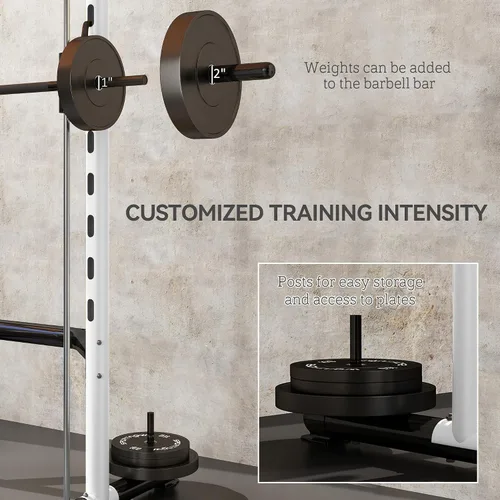 Miniatura 5 de Soozier Squat Rack with Pull-Up Bar, Adjustable Power Rack with Barbell Bar, Multi-Functional Steel Bench Press Rack for Home Gym Strength Training