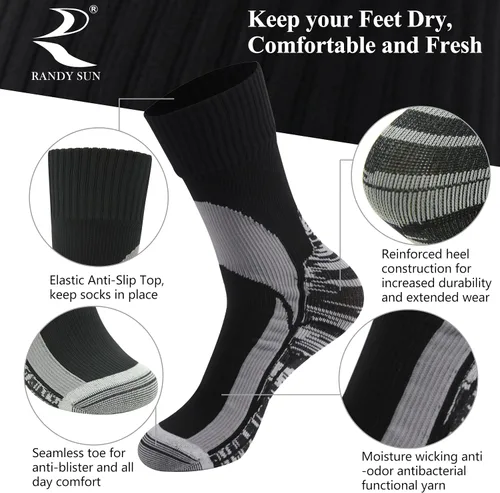 Miniatura 4 de RANDY SUN Certificado SGS Calcetines unisex impermeables y transpirables para senderismo, senderismo, esquí, 2 pares