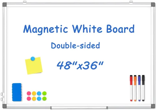 Miniatura 10 de Pizarra blanca de doble cara, marco de aluminio negro, pizarra magnética de borrado en seco de 24 x 18 pulgadas para pared, pizarra blanca montada