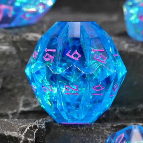 Miniatura 14 de FONVGOGO Dados Ojo de Dragón para Mazmorras y Dragones, Juego de Dados de Resina de Borde Afilado con Núcleo Líquido D&D Dados Poliédricos del Ojo